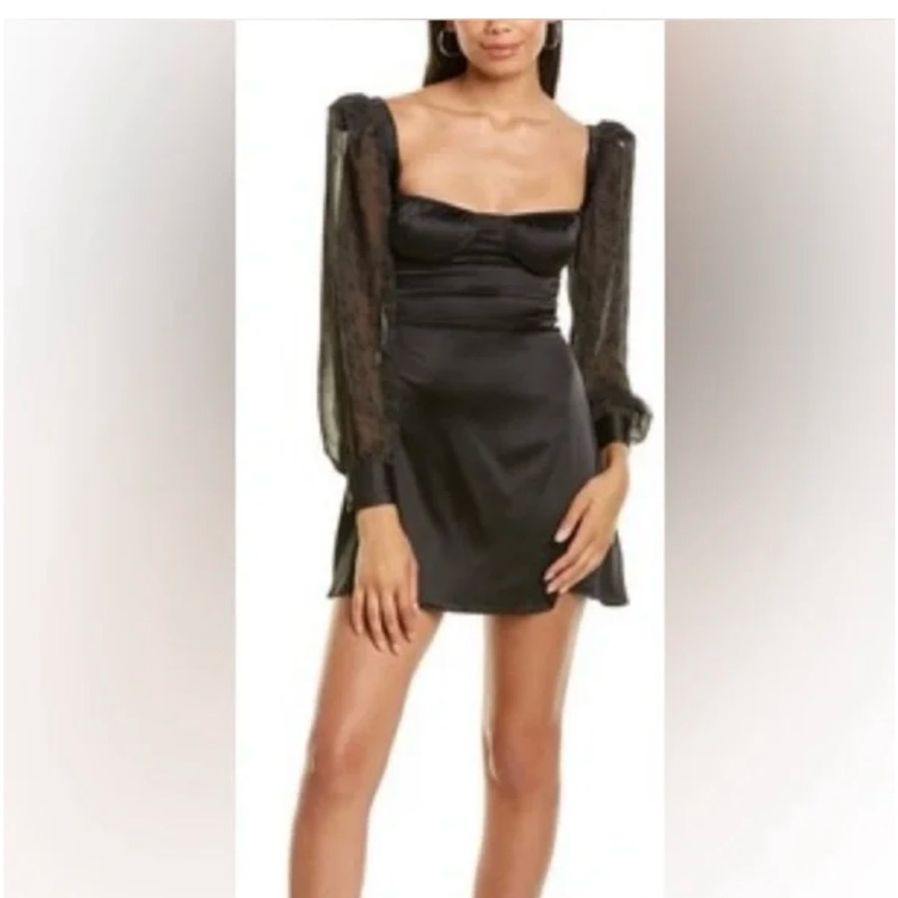 Elegant Black Dress with Sheer Sleeves